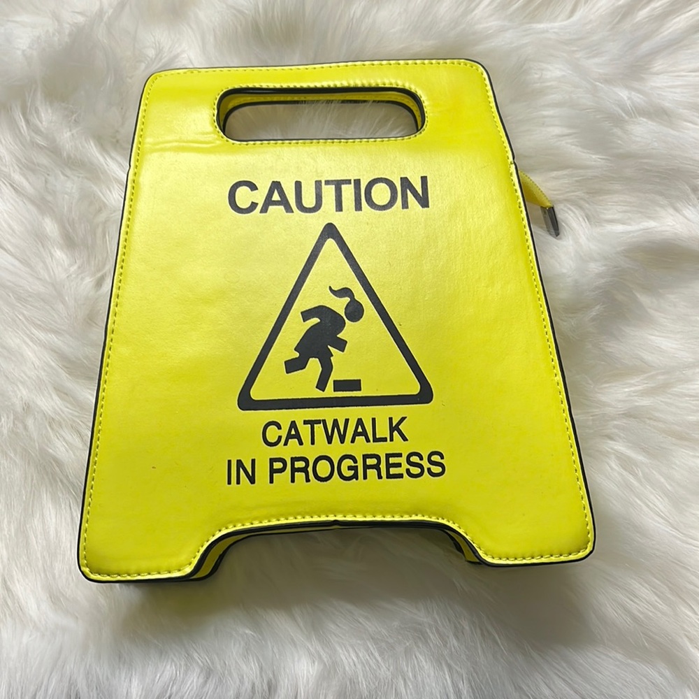 Yellow caution handbag